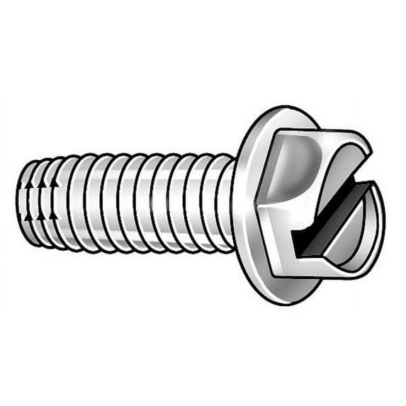 Thread Cutting Screw, 1/4" x 2 in, Zinc Plated Steel Hex Head Hex Drive, 25 PK