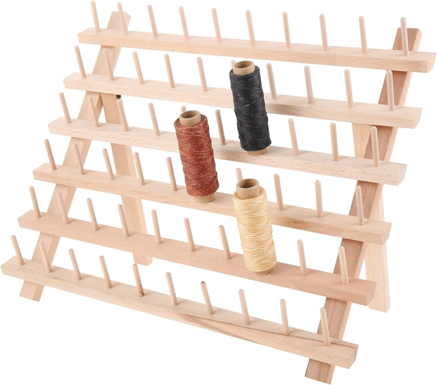 Thread Holder, 60 Spools Wooden Thread Rack Thread Holder Organizer ...