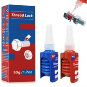 Thread Lock Blue and Red, Lock Tight Threadlocker Medium and High Strength, Thread Locker for Nuts, Bolts, Fasteners and Metals, Prevent Loosening and Corrosion 50 mlx2