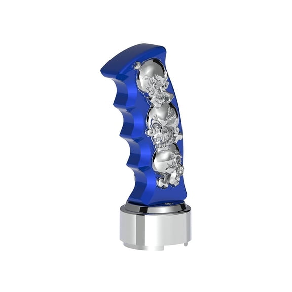 Thread-On Skulls Pistol Grip Gearshift Knob 9/10 Speed Adapter Indigo Blue