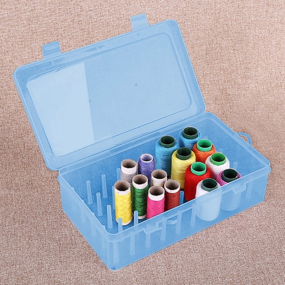 Thread Organizer Box, 42 Spool Plastic Storage Case, Transparent Sewing Supply Container for Home