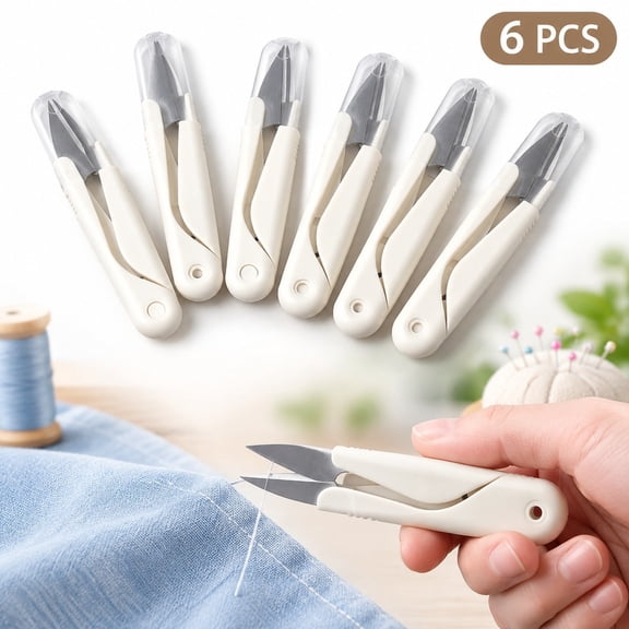 Thread Snips 6 Pack, U Shaped Sewing Scissors with Clear Cover for Cutting Thread, Embroidery and Cross Stitch