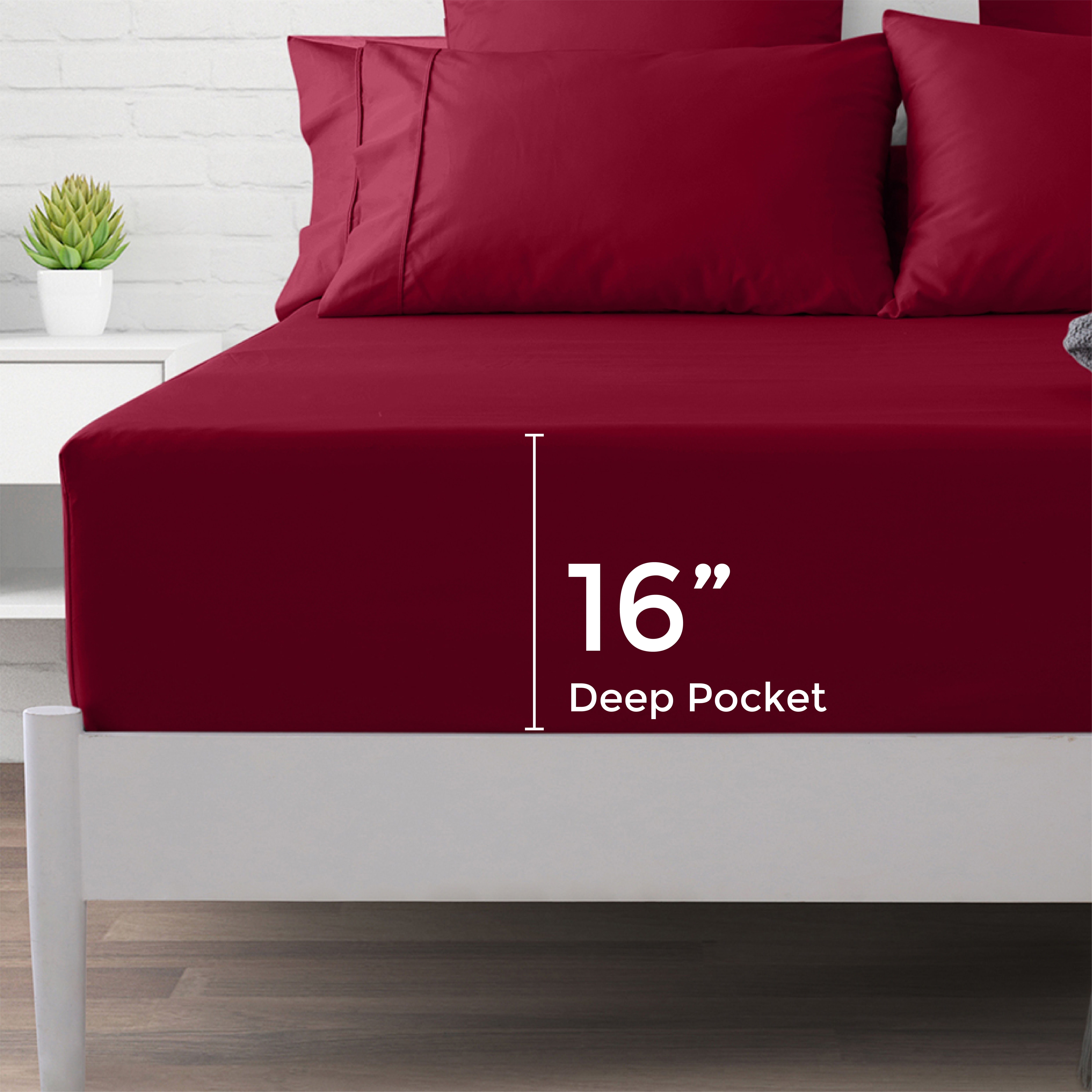 Thread Spread 100 Cotton Fitted Sheet Only Twin XL Size 400 Thread Count Burgundy Twin XL