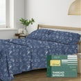 thumbnail image 1 of THREAD SPREAD 100% Organic Cotton California King Sheets - Percale Weave Cotton Sheets (4 PC, Twilight Ocean), Soft Cooling Hotel Printed Sheet Set, 1 of 7