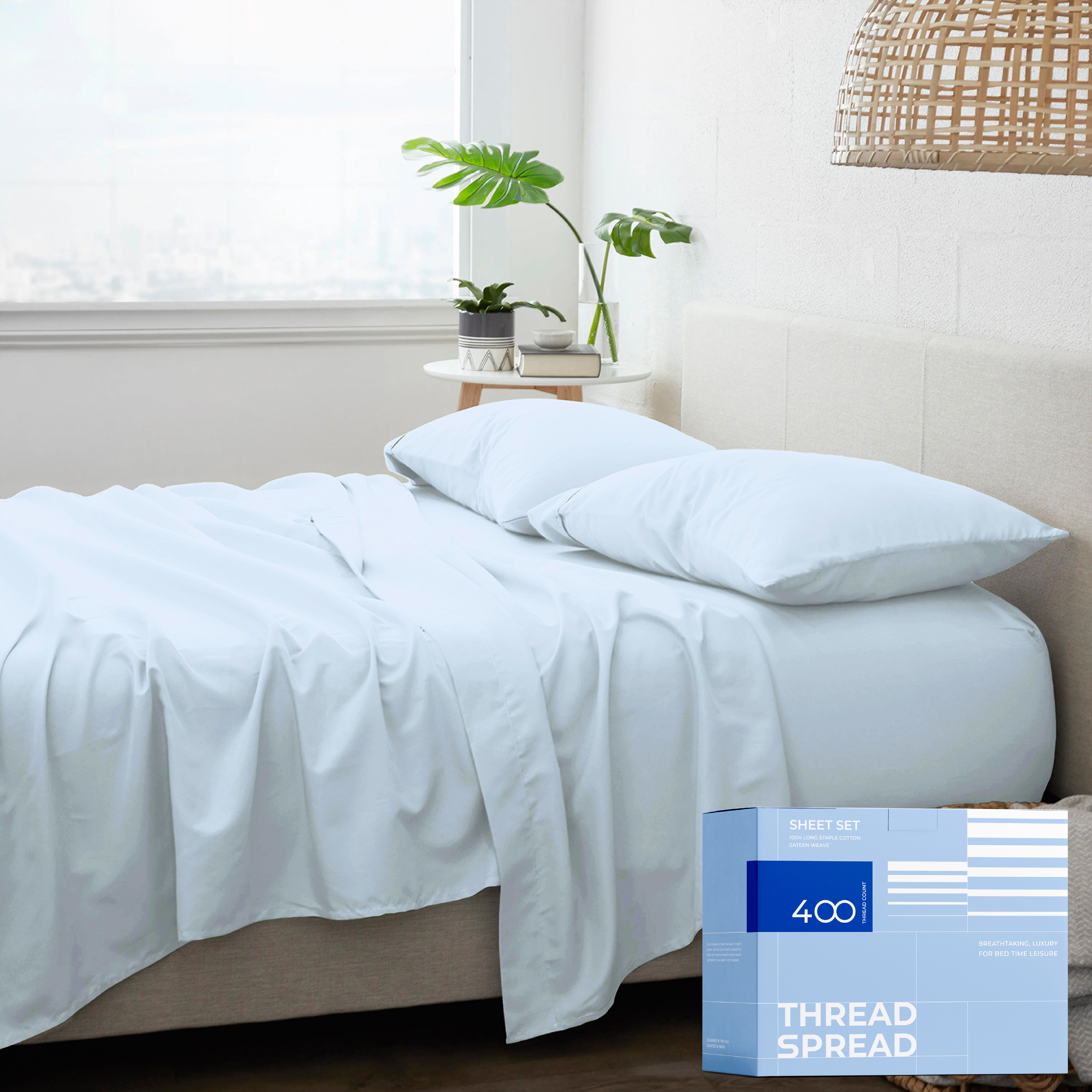 Thread Spread Luxury Egyptian Cotton Sheets Twin XL Size 400 Thread