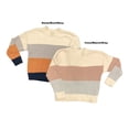 thumbnail image 1 of Thread & Supply Women's Plush Striped Ribbed Collar Sweater (Stone/Rust/Navy, XXL), 1 of 2