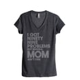 thumbnail image 1 of Thread Tank 99 Problems Mom Aint One Women's Relaxed V-Neck T-Shirt Tee Charcoal 2X-Large, 1 of 4