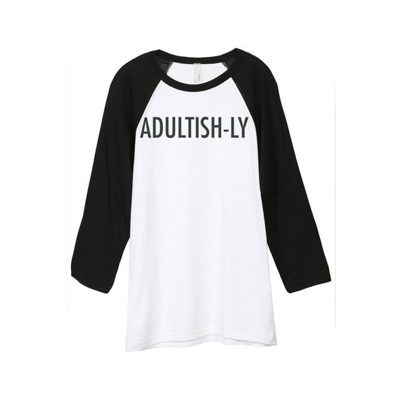 Thread Tank Adultish Adulting Unisex 3/4 Sleeves Baseball Raglan White Black Small