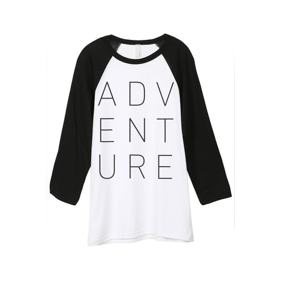 Thread Tank Adventure Unisex 3/4 Sleeves Baseball Raglan White Black Medium