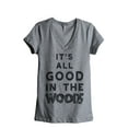 thumbnail image 1 of Thread Tank All Good In The Woods Women's Relaxed V-Neck T-Shirt Tee Heather Grey Small, 1 of 4