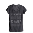 thumbnail image 1 of Thread Tank Always A Good Day Women's Relaxed V-Neck T-Shirt Tee Charcoal Small, 1 of 4