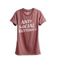 thumbnail image 1 of Thread Tank Anti Social Butterfly Women's Fashion Relaxed Crewneck T-Shirt Tee Heather Rouge Small, 1 of 4