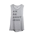 thumbnail image 1 of Thread Tank Ask Me About Jesus Women's Sleeveless Muscle Tank Top Sport Grey Medium, 1 of 4