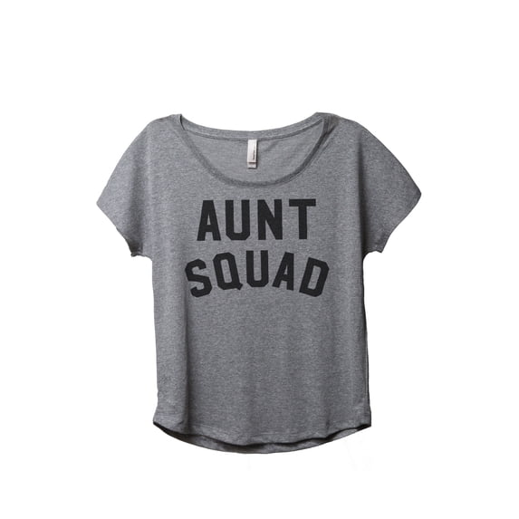 Thread Tank Aunt Squad Women's Relaxed Slouchy Dolman T-Shirt Tee Heather Grey Large