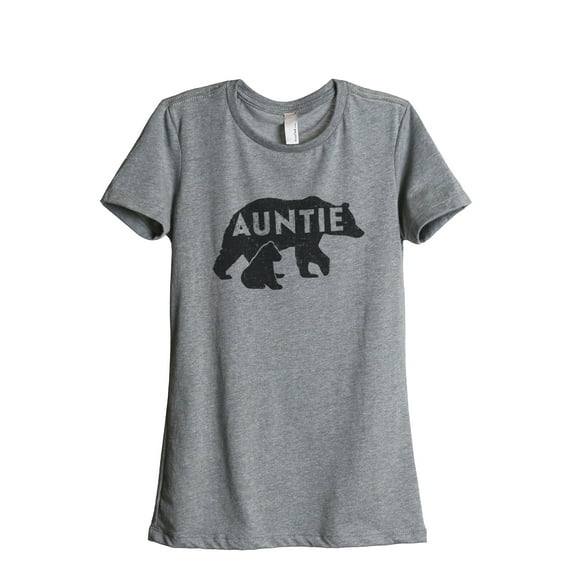 Thread Tank Auntie Bear Women's Fashion Relaxed Crewneck T-Shirt Tee Heather Grey 2X-Large
