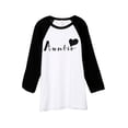 thumbnail image 1 of Thread Tank Auntie Heart Unisex 3/4 Sleeves Baseball Raglan White Black Medium, 1 of 4