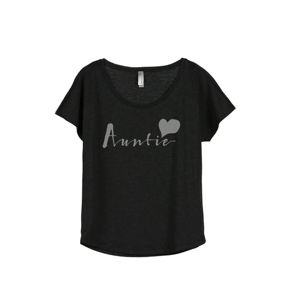 Thread Tank Auntie Heart Women's Fashion Relaxed Slouchy Dolman T-Shirt Tee Heather Black Small
