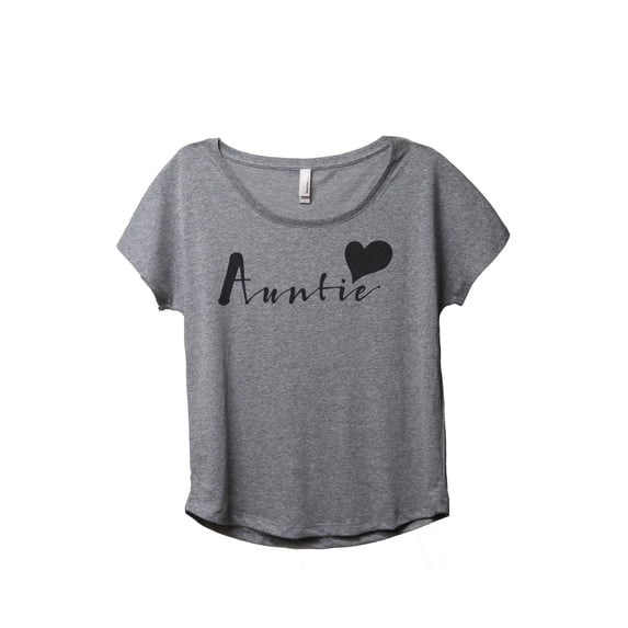 Thread Tank Auntie Heart Women's Fashion Relaxed Slouchy Dolman T-Shirt Tee Heather Grey 2X-Large