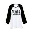 thumbnail image 1 of Thread Tank Auntie In The Making Unisex 3/4 Sleeves Baseball Raglan White Black Small, 1 of 4