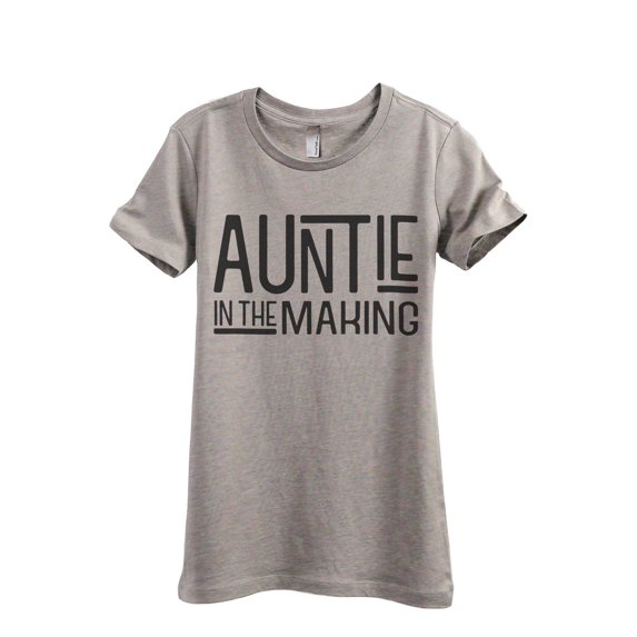 Thread Tank Auntie In The Making Women's Fashion Relaxed Crewneck T-Shirt Tee Heather Tan Medium
