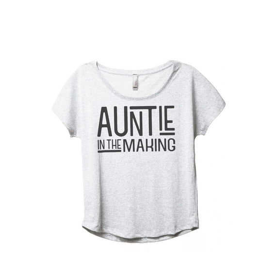 Thread Tank Auntie In The Making Women's Fashion Relaxed Slouchy Dolman T-Shirt Tee Heather White X-Large