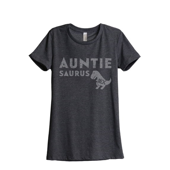 Thread Tank Auntiesaurus Rex Women's Relaxed Crewneck T-Shirt Tee Charcoal Large