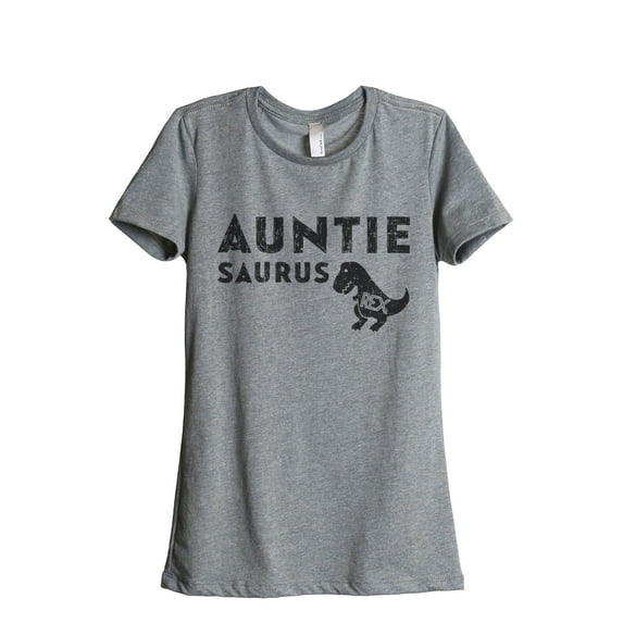 Thread Tank Auntiesaurus Rex Women's Relaxed Crewneck T-Shirt Tee Heather Grey Small