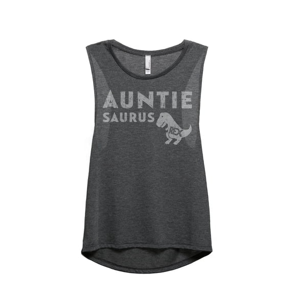 Thread Tank Auntiesaurus Rex Women's Sleeveless Muscle Tank Top Charcoal 2X-Large