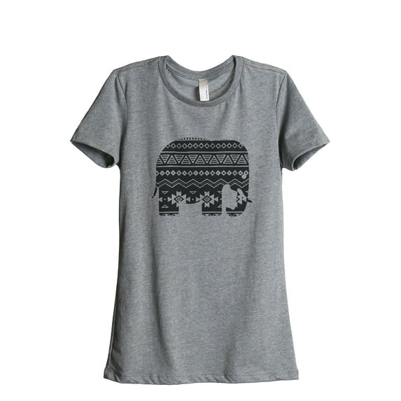 Thread Tank Aztec Tribal Elephant Women's Relaxed Crewneck T-Shirt Tee Heather Grey Small