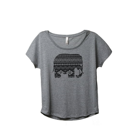Thread Tank Aztec Tribal Elephant Women's Relaxed Slouchy Dolman T-Shirt Tee Heather Grey X-Large