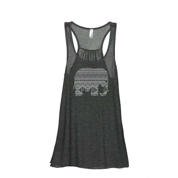 Thread Tank Aztec Tribal Elephant Women's Sleeveless Flowy Racerback Tank Top Charcoal Small