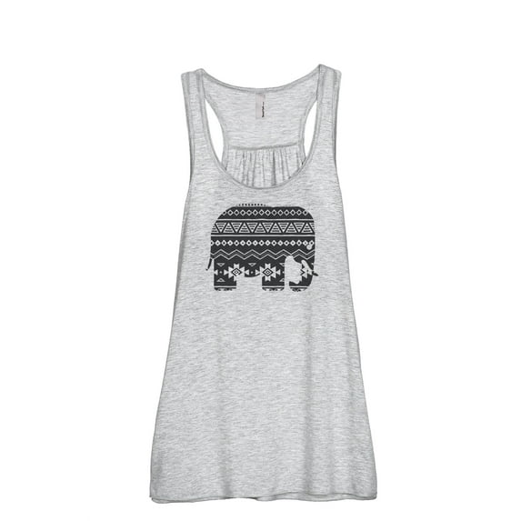 Thread Tank Aztec Tribal Elephant Women's Sleeveless Flowy Racerback Tank Top Sport Grey X-Large