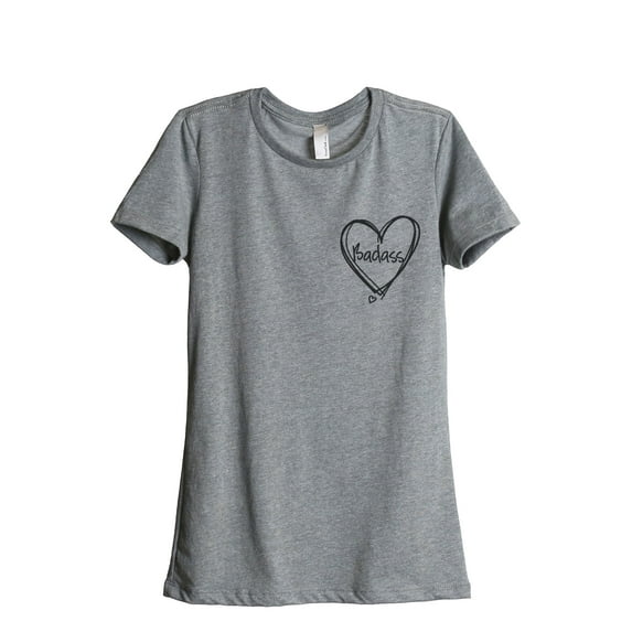 Thread Tank Badass At Heart Women's Relaxed Crewneck T-Shirt Tee Heather Grey Small