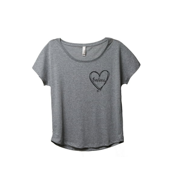 Thread Tank Badass At Heart Women's Relaxed Slouchy Dolman T-Shirt Tee Heather Grey Small