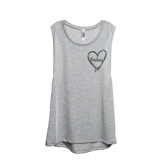 Thread Tank Badass At Heart Women's Sleeveless Muscle Tank Top Sport Grey Small