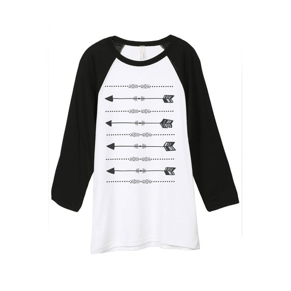 Thread Tank Balancing Arrows Unisex 3/4 Sleeves Baseball Raglan White Black Small