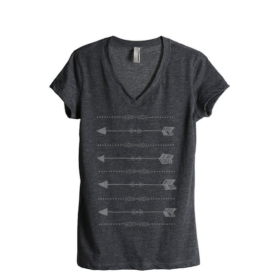 Thread Tank Balancing Arrows Women's Relaxed V-Neck T-Shirt Tee Charcoal Small