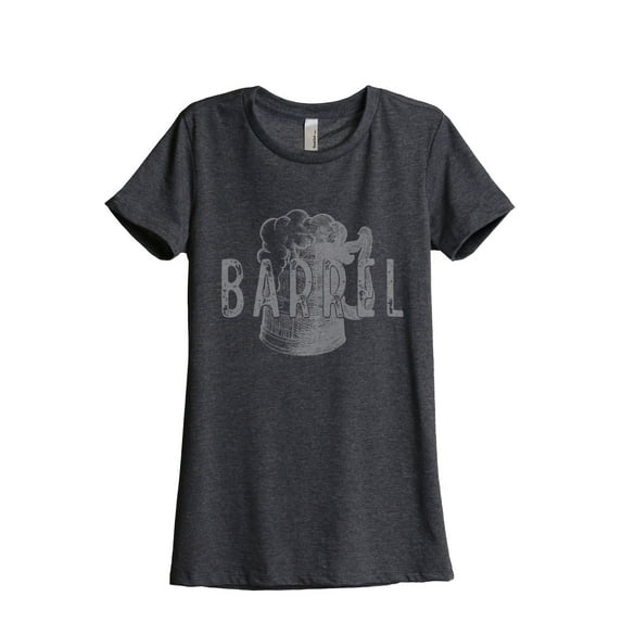 Thread Tank Barrel Mug Sketch Women's Relaxed Crewneck T-Shirt Tee Charcoal 2X-Large