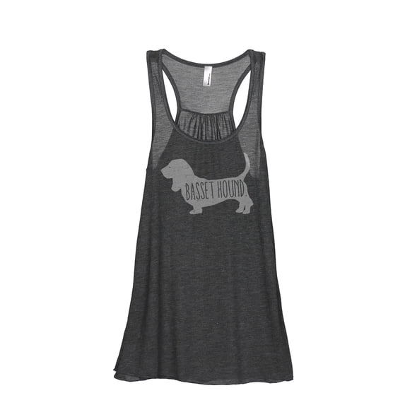 Thread Tank Basset Hound Dog Silhouette Women's Sleeveless Flowy Racerback Tank Top Charcoal 2X-Large