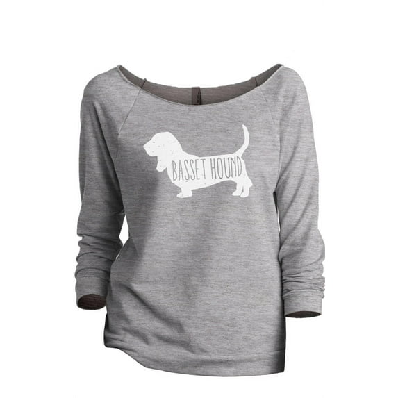 Thread Tank Basset Hound Dog Silhouette Women's Slouchy 3/4 Sleeves Raglan Sweatshirt Sport Grey Small