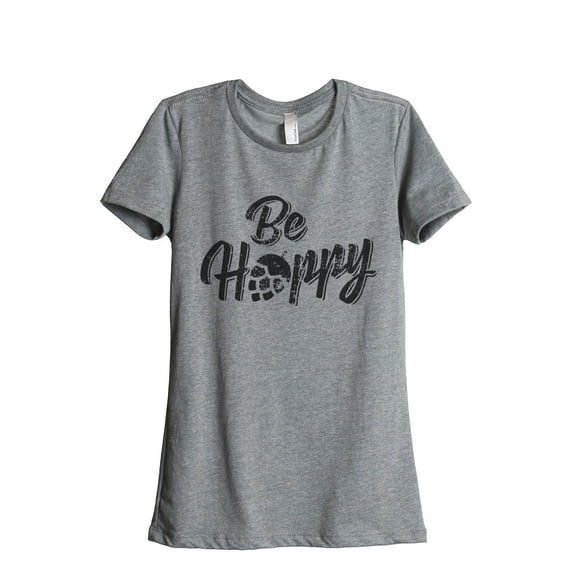 Thread Tank Be HOPPY Cursive Women's Relaxed Crewneck T-Shirt Tee Heather Grey Small