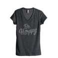 thumbnail image 1 of Thread Tank Be HOPPY Cursive Women's Relaxed V-Neck T-Shirt Tee Charcoal X-Large, 1 of 4