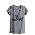 thumbnail image 1 of Thread Tank Be HOPPY Cursive Women's Relaxed V-Neck T-Shirt Tee Heather Grey Small, 1 of 4