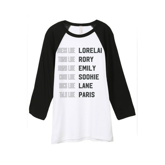 Thread Tank Be Like Gilmore Girl Unisex 3/4 Sleeves Baseball Raglan White Black Small