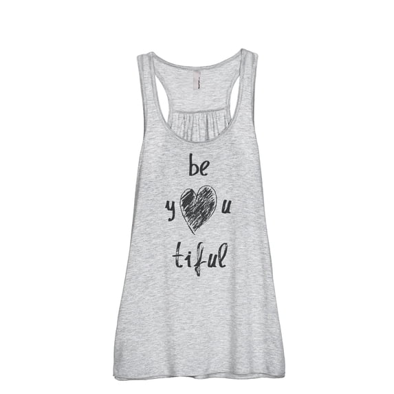 Thread Tank Be YOU Tiful Beautiful Women's Sleeveless Flowy Racerback Tank Top Sport Grey X-Large