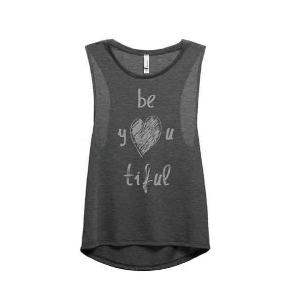 Thread Tank Be YOU Tiful Beautiful Women's Sleeveless Muscle Tank Top Charcoal Medium
