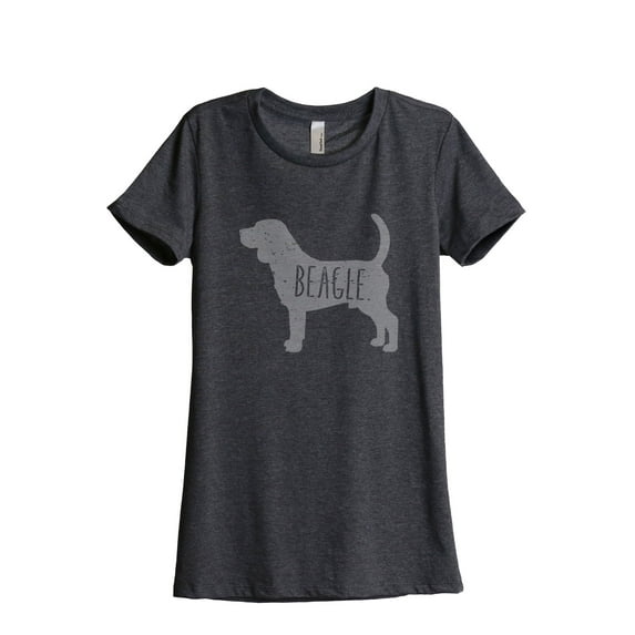 Thread Tank Beagle Dog Silhouette Women's Relaxed Crewneck T-Shirt Tee Charcoal 2X-Large