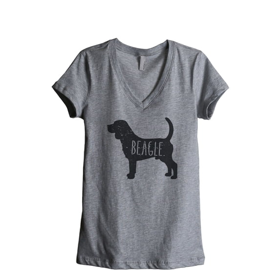 Thread Tank Beagle Dog Silhouette Women's Relaxed V-Neck T-Shirt Tee Heather Grey Small
