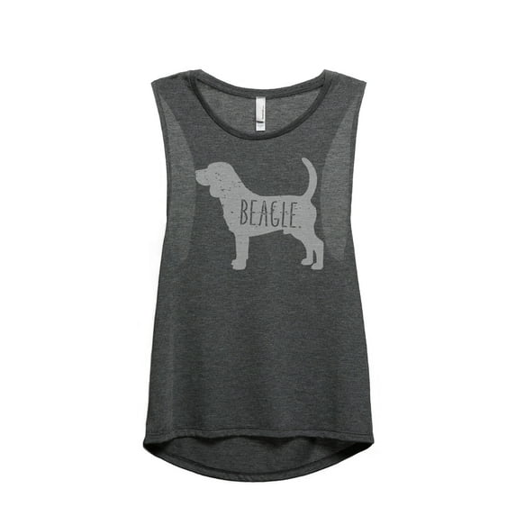 Thread Tank Beagle Dog Silhouette Women's Sleeveless Muscle Tank Top Charcoal 2X-Large