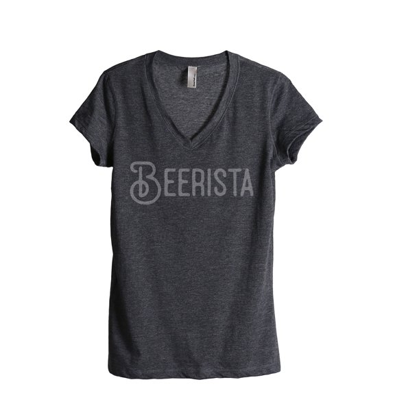 Thread Tank Beerista Women's Relaxed V-Neck T-Shirt Tee Charcoal 2X-Large